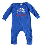 USA Silky Long Sleeve Baby Romper for Boys and Girls -Gender Neutral, Baby Shower gift, newborn, summer, 4th of July