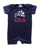 USA Silky Shorts Baby Romper for Boys and Girls -Gender Neutral, Baby Shower gift, newborn, summer, 4th of July