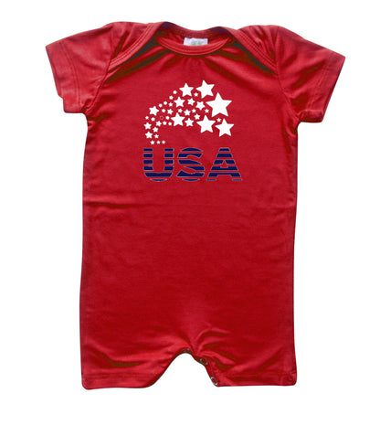 USA Silky Shorts Baby Romper for Boys and Girls -Gender Neutral, Baby Shower gift, newborn, summer, 4th of July