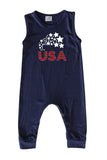 USA Silky Sleeveless Baby Romper for Boys and Girls -Gender Neutral, Baby Shower gift, newborn, summer, 4th of July