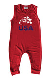 USA Silky Sleeveless Baby Romper for Boys and Girls -Gender Neutral, Baby Shower gift, newborn, summer, 4th of July