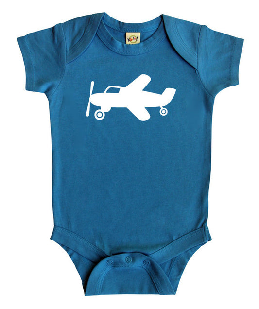 Transportation Silhouette Baby Bodysuit-Plane Turquoise