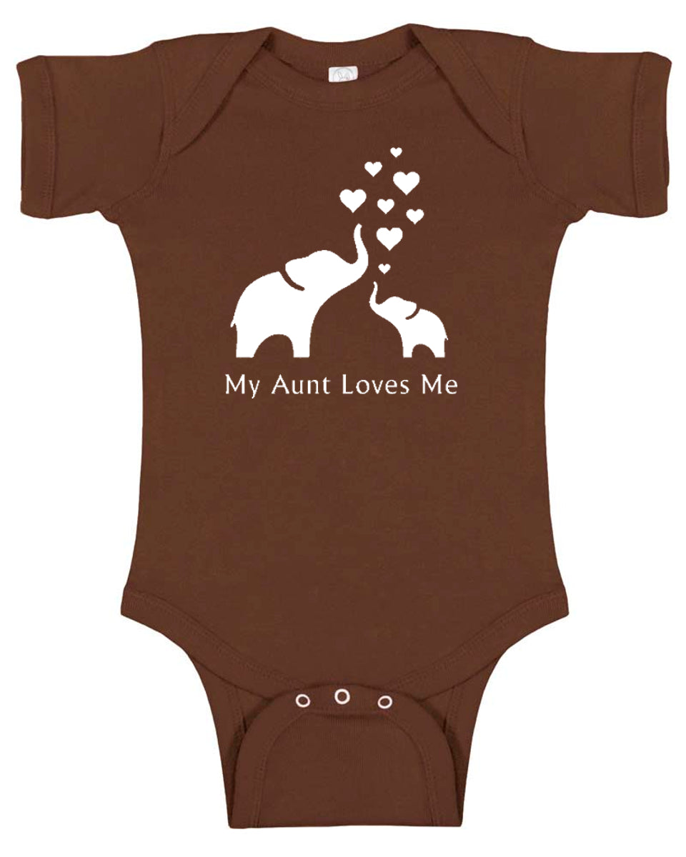 Elephant "My Aunt Loves Me" Baby Bodysuit