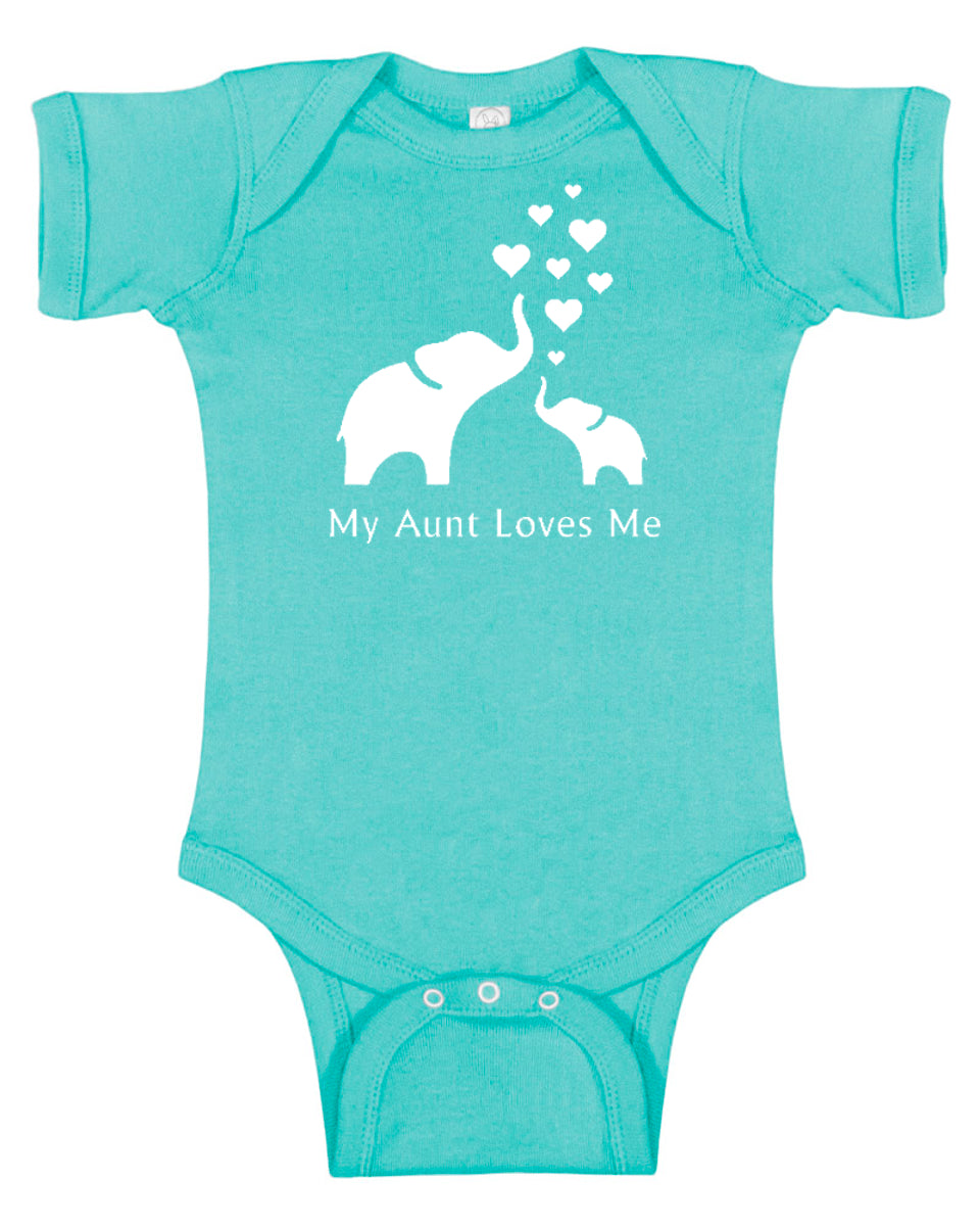 Elephant "My Aunt Loves Me" Baby Bodysuit
