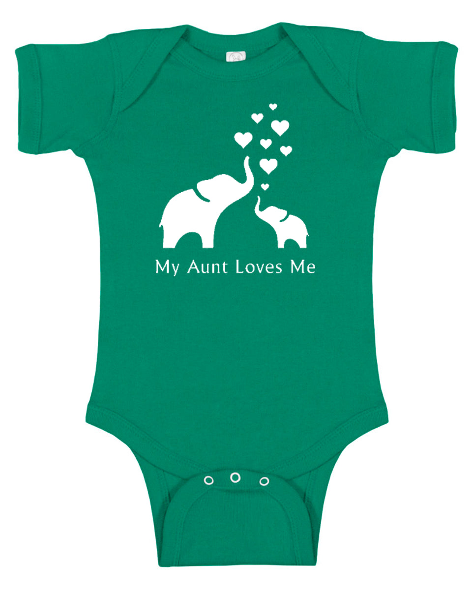 Elephant "My Aunt Loves Me" Baby Bodysuit