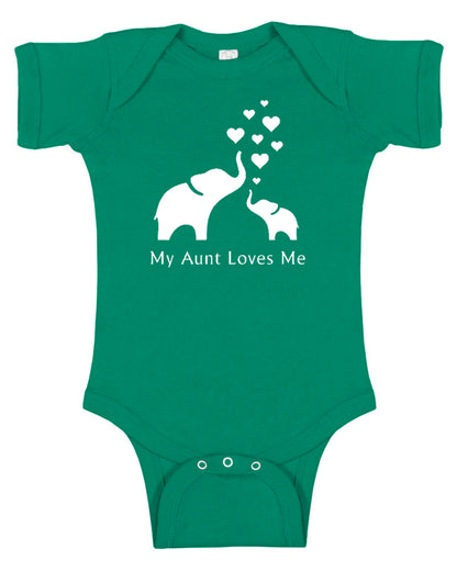 Elephant "My Aunt Loves Me" Baby Bodysuit