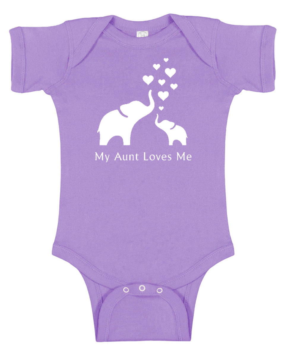 Elephant "My Aunt Loves Me" Baby Bodysuit