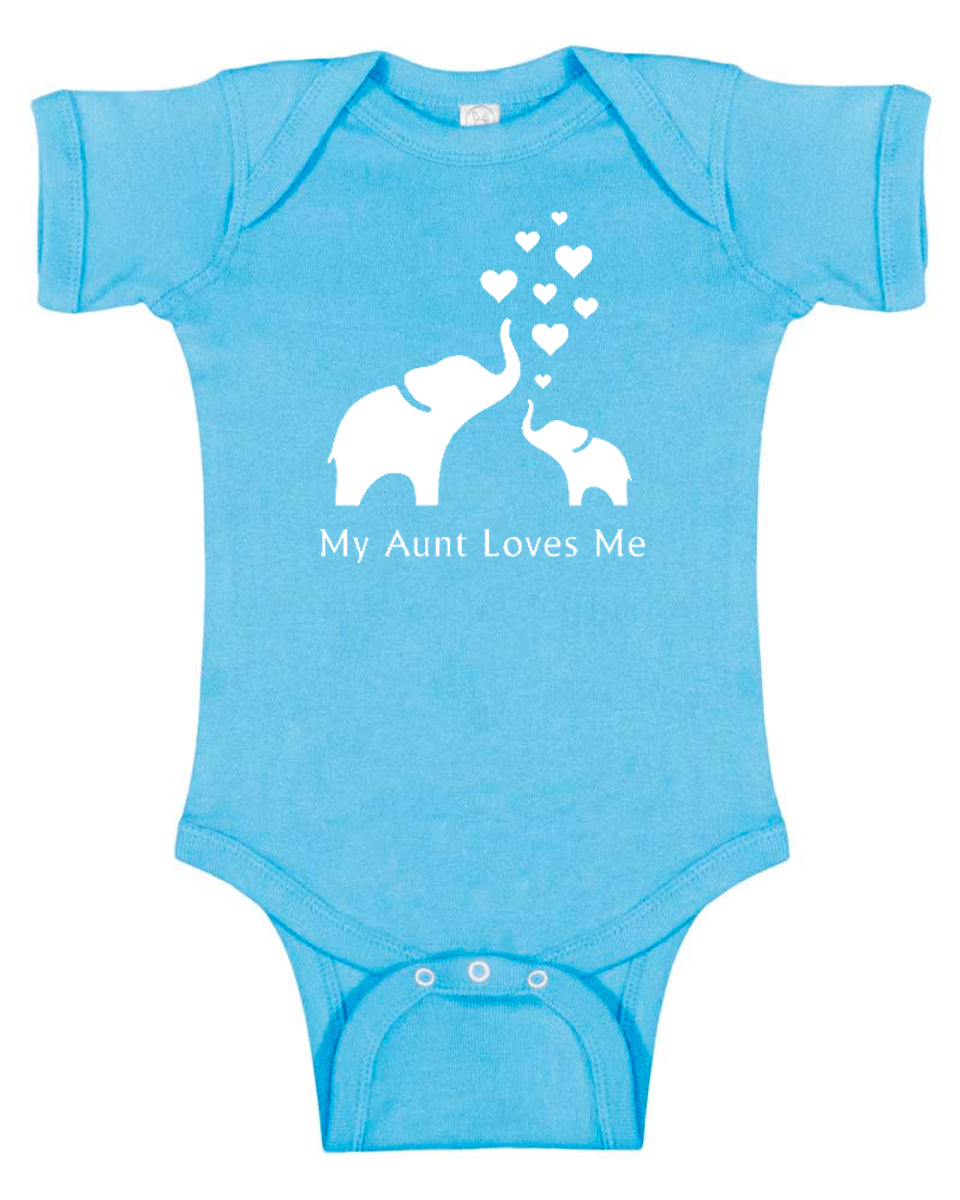 Elephant "My Aunt Loves Me" Baby Bodysuit
