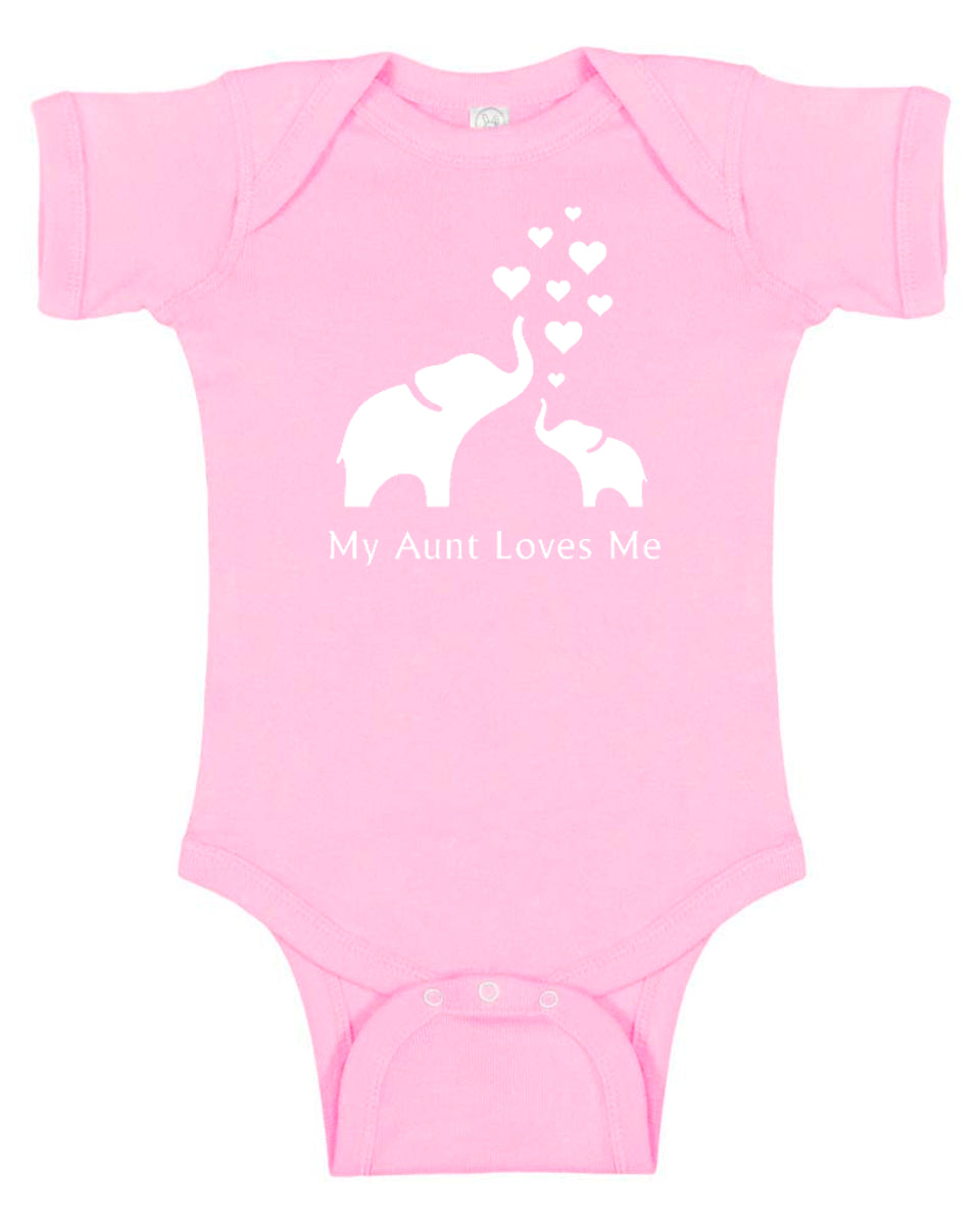 Elephant "My Aunt Loves Me" Baby Bodysuit