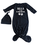 Bestie Personalized Rocket Bug Silky Knotted Baby Gown -Unisex, Boys, & Girls, Infant Sleeper-Personalized with Name