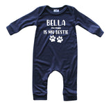 Bestie Personalized Custom Silky Long Sleeve Baby Romper + Hat for Boys and Girls-Gender Neutral