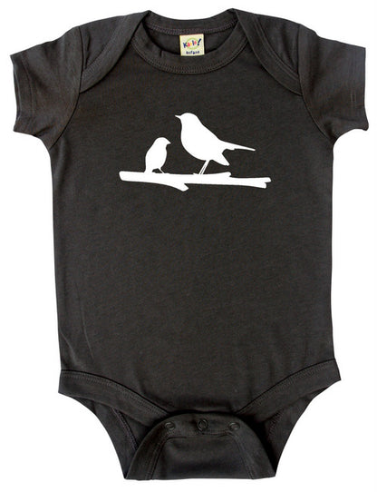 Mama Bird Silhouette Baby Bodysuit Charcoal