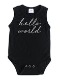 Hello World Silky Sleeveless Baby Bodysuit