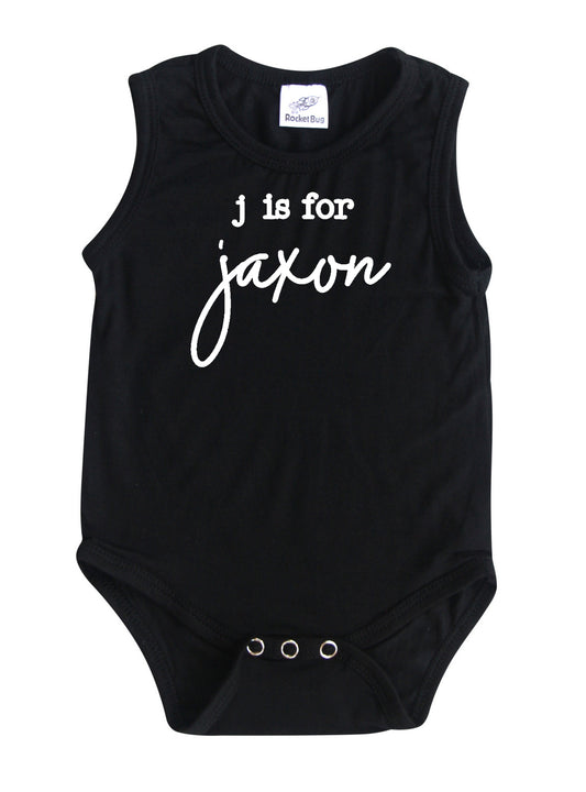 Initial Silky Sleeveless Personalized Baby Bodysuit for Boys & Girls