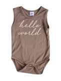 Hello World Silky Sleeveless Baby Bodysuit + Hat-Unisex, Boys, & Girls, Infant Sleeper