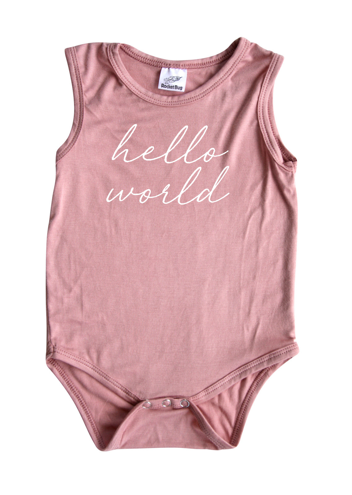 Hello World Silky Sleeveless Baby Bodysuit