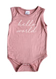Hello World Silky Sleeveless Baby Bodysuit + Hat-Unisex, Boys, & Girls, Infant Sleeper