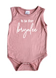 Initial Silky Sleeveless Personalized Baby Bodysuit for Boys & Girls
