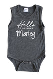 Hello My Name Is Silky Sleeveless Baby Bodysuit + Headband-Unisex, Boys, & Girls, Infant Sleeper