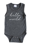 Hello World Silky Sleeveless Baby Bodysuit-Unisex, Boys, & Girls, Infant Sleeper