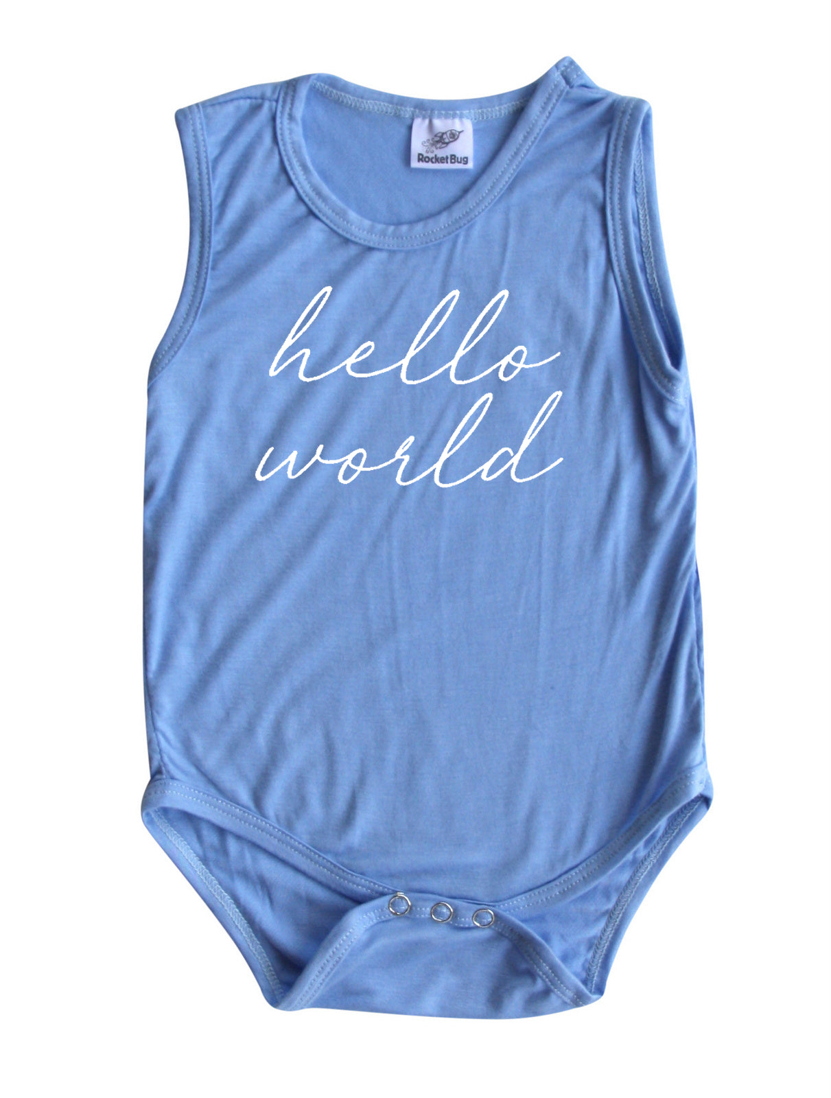 Hello World Silky Sleeveless Baby Bodysuit
