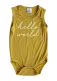 Hello World Silky Sleeveless Baby Bodysuit + Hat-Unisex, Boys, & Girls, Infant Sleeper