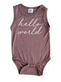 Hello World Silky Sleeveless Baby Bodysuit