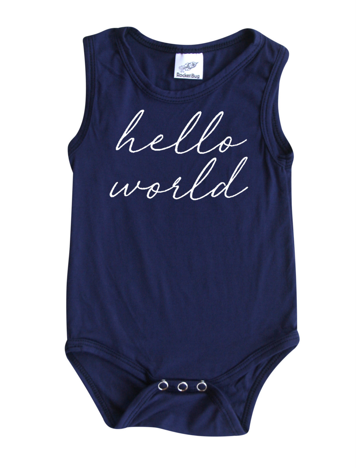 Hello World Silky Sleeveless Baby Bodysuit