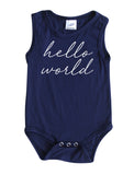 Hello World Silky Sleeveless Baby Bodysuit + Hat-Unisex, Boys, & Girls, Infant Sleeper