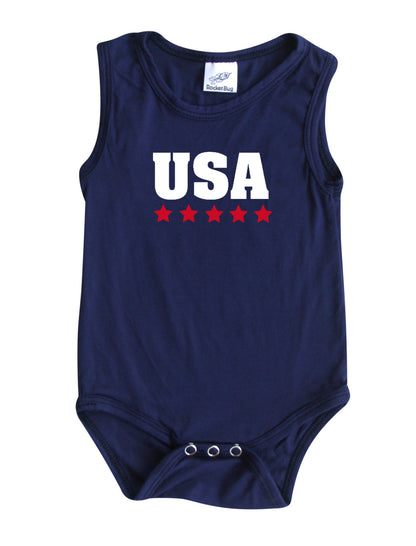 USA Silky Sleeveless Baby Bodysuit for Boys and Girls -Gender Neutral, Baby Shower gift, newborn, summer, 4th of July