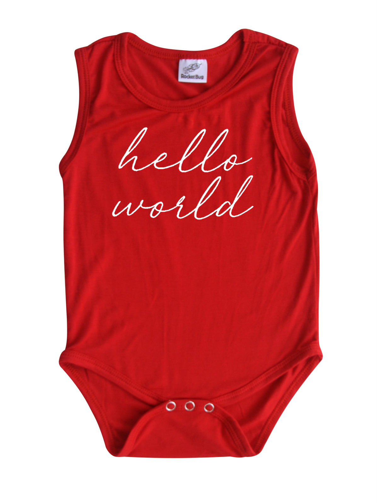 Hello World Silky Sleeveless Baby Bodysuit
