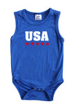 USA Silky Sleeveless Baby Bodysuit for Boys and Girls -Gender Neutral, Baby Shower gift, newborn, summer, 4th of July