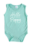 Hello My Name Is Silky Sleeveless Baby Bodysuit + Headband-Unisex, Boys, & Girls, Infant Sleeper