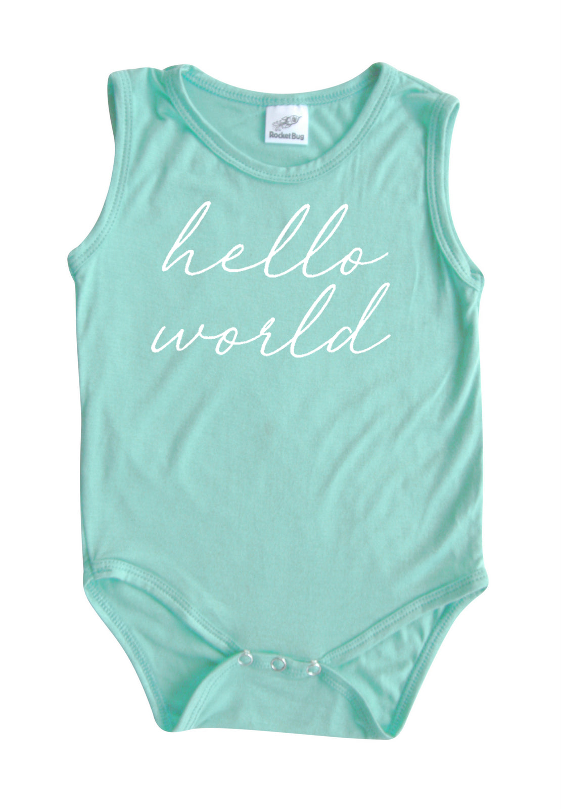Hello World Silky Sleeveless Baby Bodysuit
