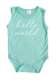Hello World Silky Sleeveless Baby Bodysuit + Hat-Unisex, Boys, & Girls, Infant Sleeper