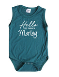 Hello My Name Is Personalized Silky Sleeveless Baby Bodysuit for Boys & Girls