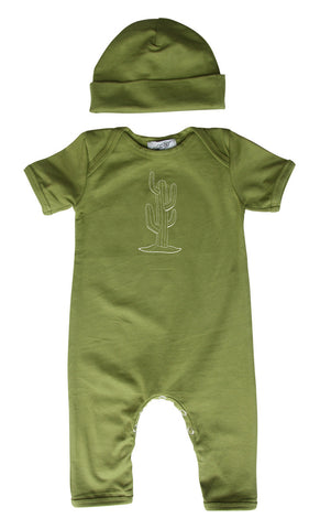 Cactus Baby Romper with Matching Hat