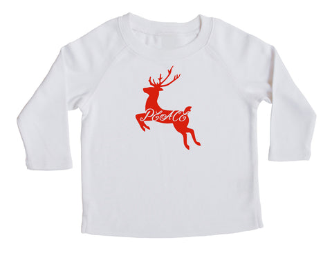 Holiday Christmas Peace Deer- Baby, Toddler, and Big Kids Long Sleeve T-Shirt