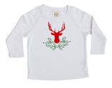 Deer with Holly Long Sleeve T-shirt - Christmas