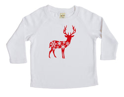 Holiday Deer with Snowflakes Baby and Toddler Shirt