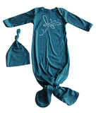 Butterfly Love Silky Knotted Baby Gown with Knotted Hat, Unisex, Boys, & Girls, Infant Sleeper