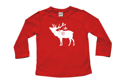 Festive Elk Long Sleeve T-shirt - Christmas Red