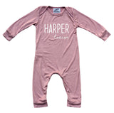 Personalized First + Middle Name (Modern Cursive) Silky Baby Long Sleeve Romper