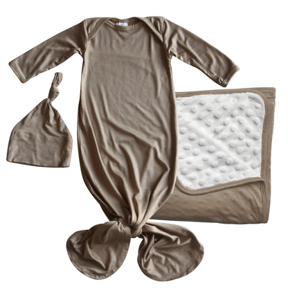 GIFT SET- Knotted Gown, Matching Blanket, and Hat