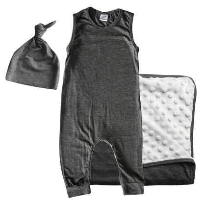Rocket Bug GIFT SET- Sleeveless Romper, Matching Blanket, and Hat or Headband for Boys and Girls-Gender Neutral