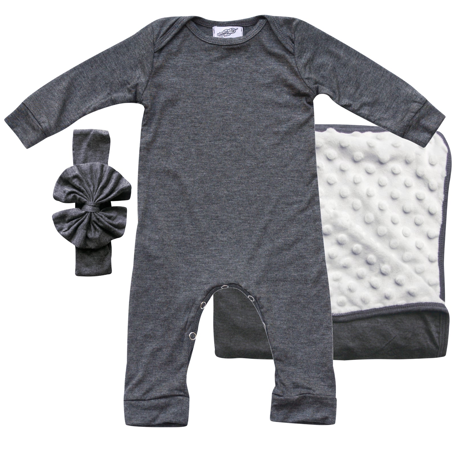 Rocket Bug GIFT SET- Silky Long Sleeve Baby Romper, Matching Blanket, and Hat or Headband for Boys and Girls-Gender Neutral