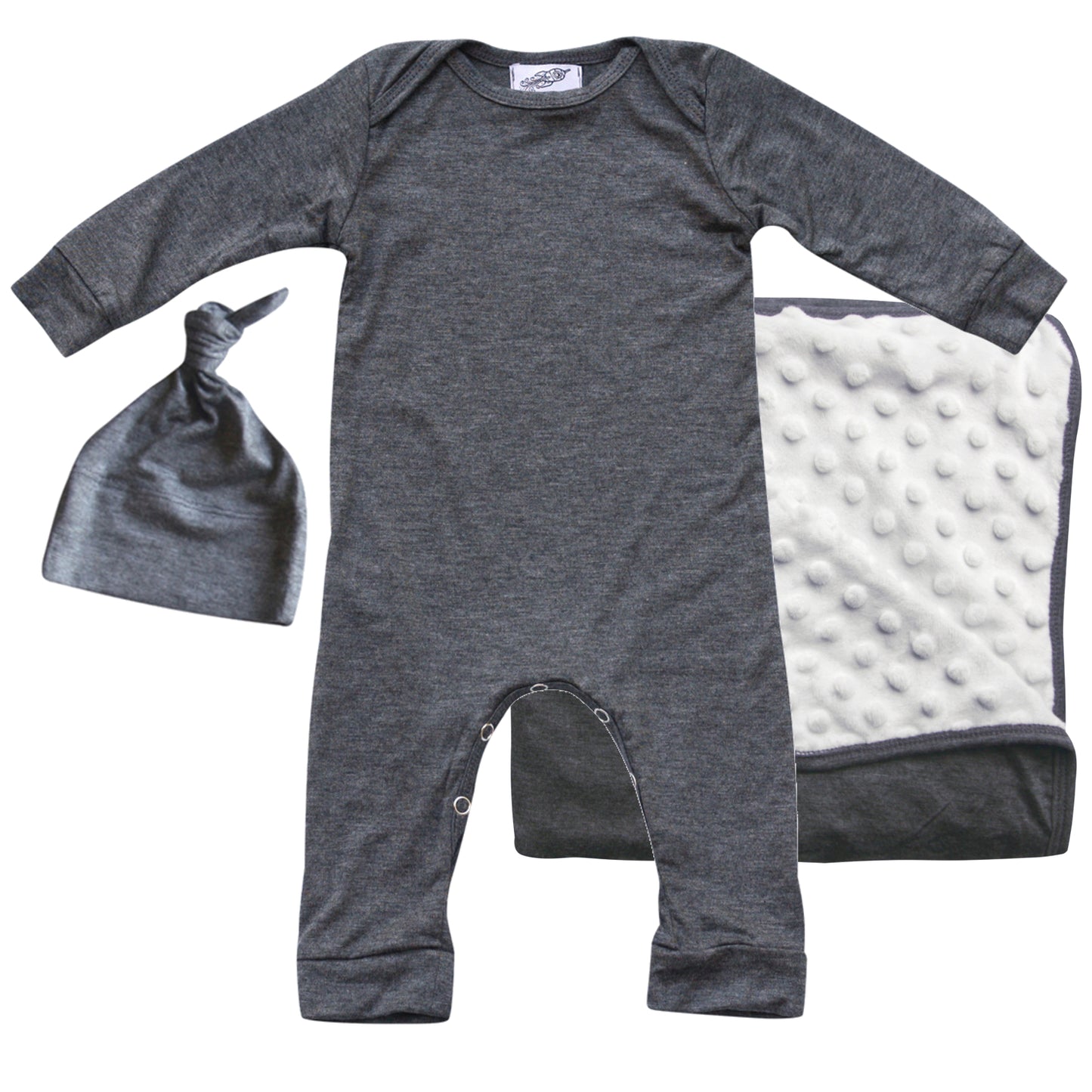Rocket Bug GIFT SET- Silky Long Sleeve Baby Romper, Matching Blanket, and Hat or Headband for Boys and Girls-Gender Neutral