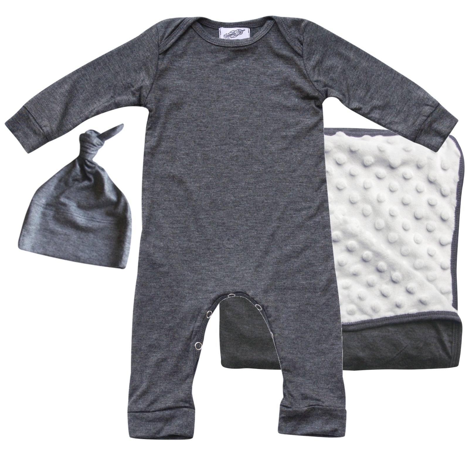 Rocket Bug GIFT SET- Silky Long Sleeve Baby Romper, Matching Blanket, and Hat or Headband for Boys and Girls-Gender Neutral