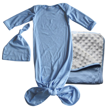 GIFT SET- Knotted Gown, Matching Blanket, and Hat