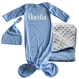Rocket Bug Lush GIFT SET- Gown, Matching Blanket, and Hat for Boys and Girls-Gender Neutral